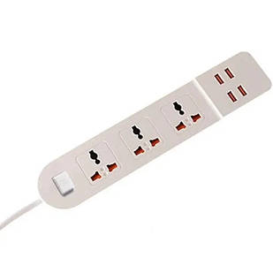 Подовжувач мережі 3 розєми / 4-USB / 3.4A Anti-Static BKL-02 Power Socket Білий