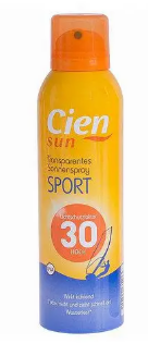 Сонцезахисний спрей Cien Sun Sport Spray SPF 30 Охолоджувальний водостійкий UVA-захист 200 мл