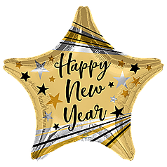 НР024 Зірка 18" ANAGRAM-АН Happy New Year - золота (УП)