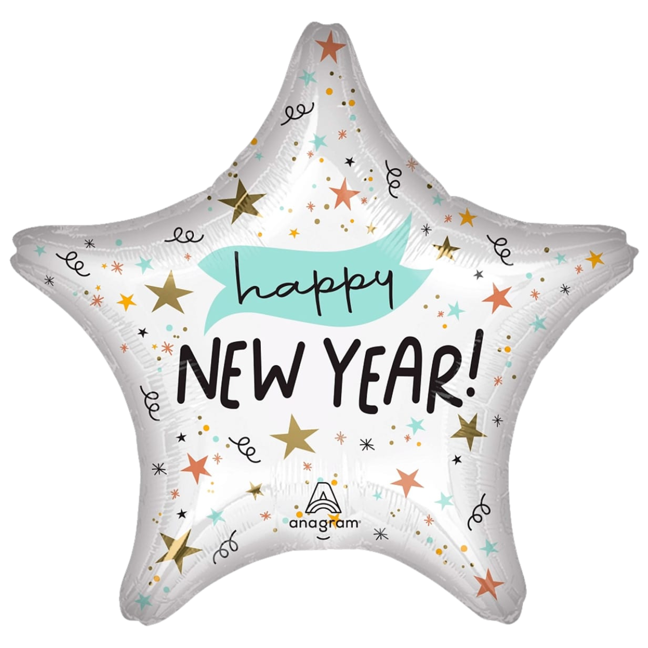 НР023 Зірка 18" ANAGRAM-АН Happy New Year - біла (УП)