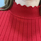 Светр жіночий однотонний гольф стійка короткий рубчик 46 червоний, фото 3