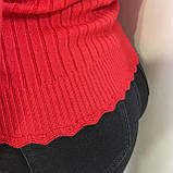 Светр жіночий однотонний гольф стійка короткий рубчик 46 червоний, фото 4