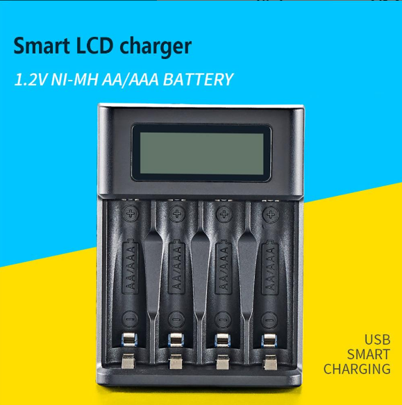 РК-дисплей Акумулятор AA / AAA USB-зарядний пристрій 4 слоти для NI-MH /NI-CD AA AAA 1,2 В Індикатор акумулятора Зарядний пристрій