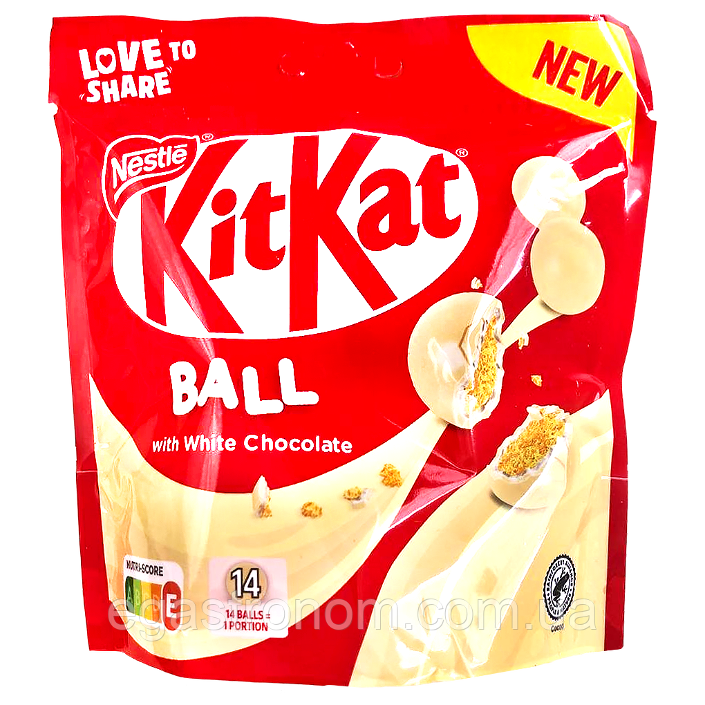 Драже білий шоколад кіт кат Нестле Nestle kit kat ball white chocolate 140g 15шт/ящ (Код: 00-00017639)