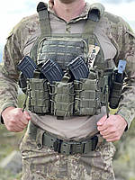 Плитоноска asdag 2 точки скидання олива з підсумками ссу, Плитоноска тактична олива cordura для військових