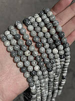 ЯШМА серая 6 мм/ длина нити 37 см приблизительно 58 бусины