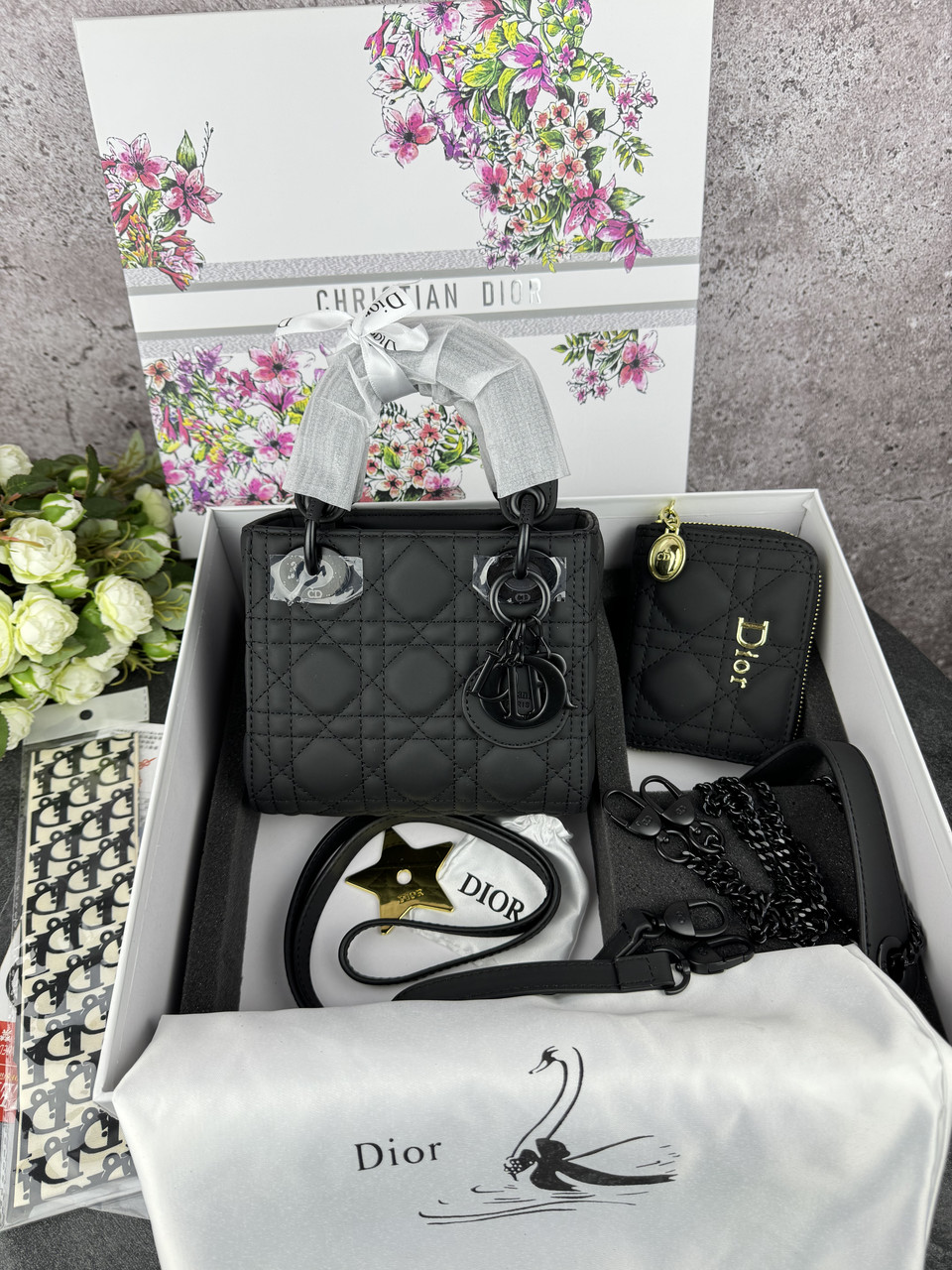 Dior Lady Total Black + гаманець, фото 1