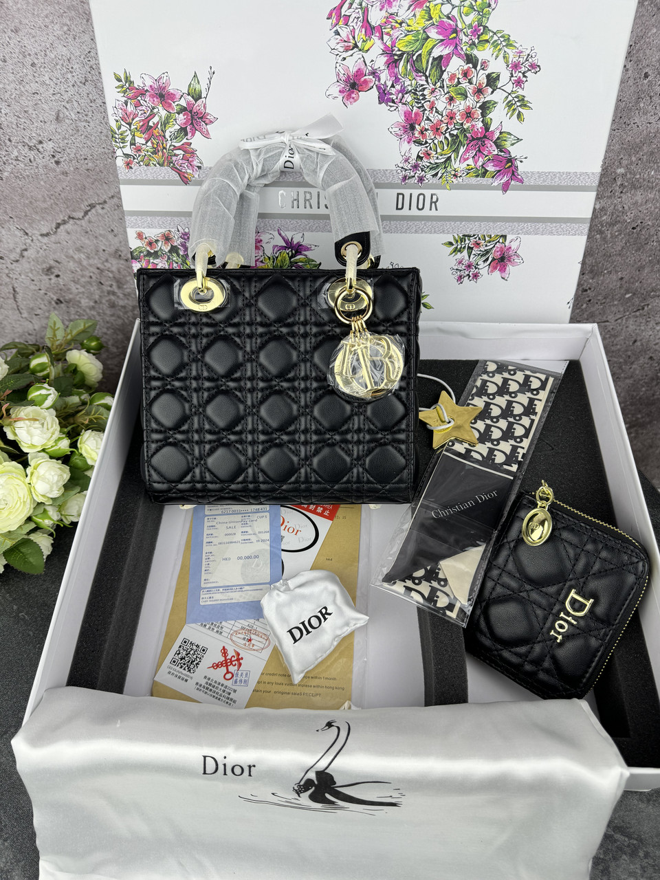 Dior Lady Black Gold + гаманець, фото 1