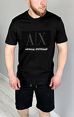 Літній чоловічий костюм Armani Exchange шорти та футболка, брендовий спортивний костюм Армані на літо чорний, фото 4