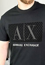 Літній чоловічий костюм Armani Exchange шорти та футболка, брендовий спортивний костюм Армані на літо чорний, фото 6