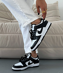 Жіночі чоловічі кросівки Nike SB Dunk Low White Black кеди Найк СБ Данк Лоу чорно-білі стильні шкіряні весна осінь