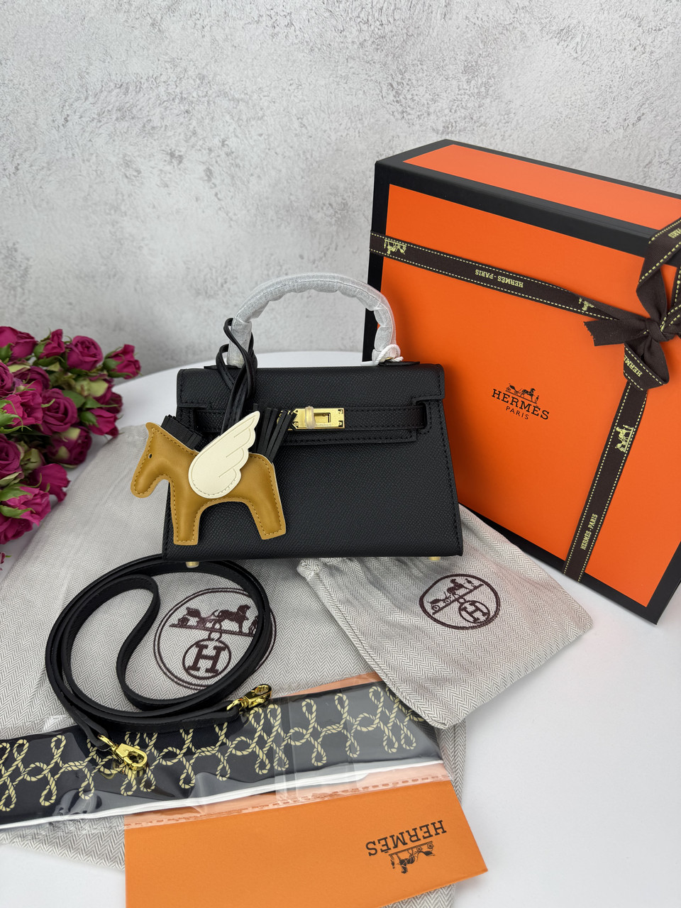 Hermes Kelly mini Black Gold
