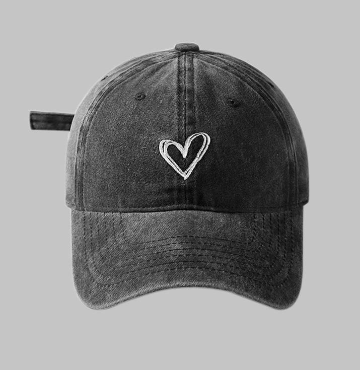 Коттонова бейсболка варьонка під джинс "Heart" Сіра
