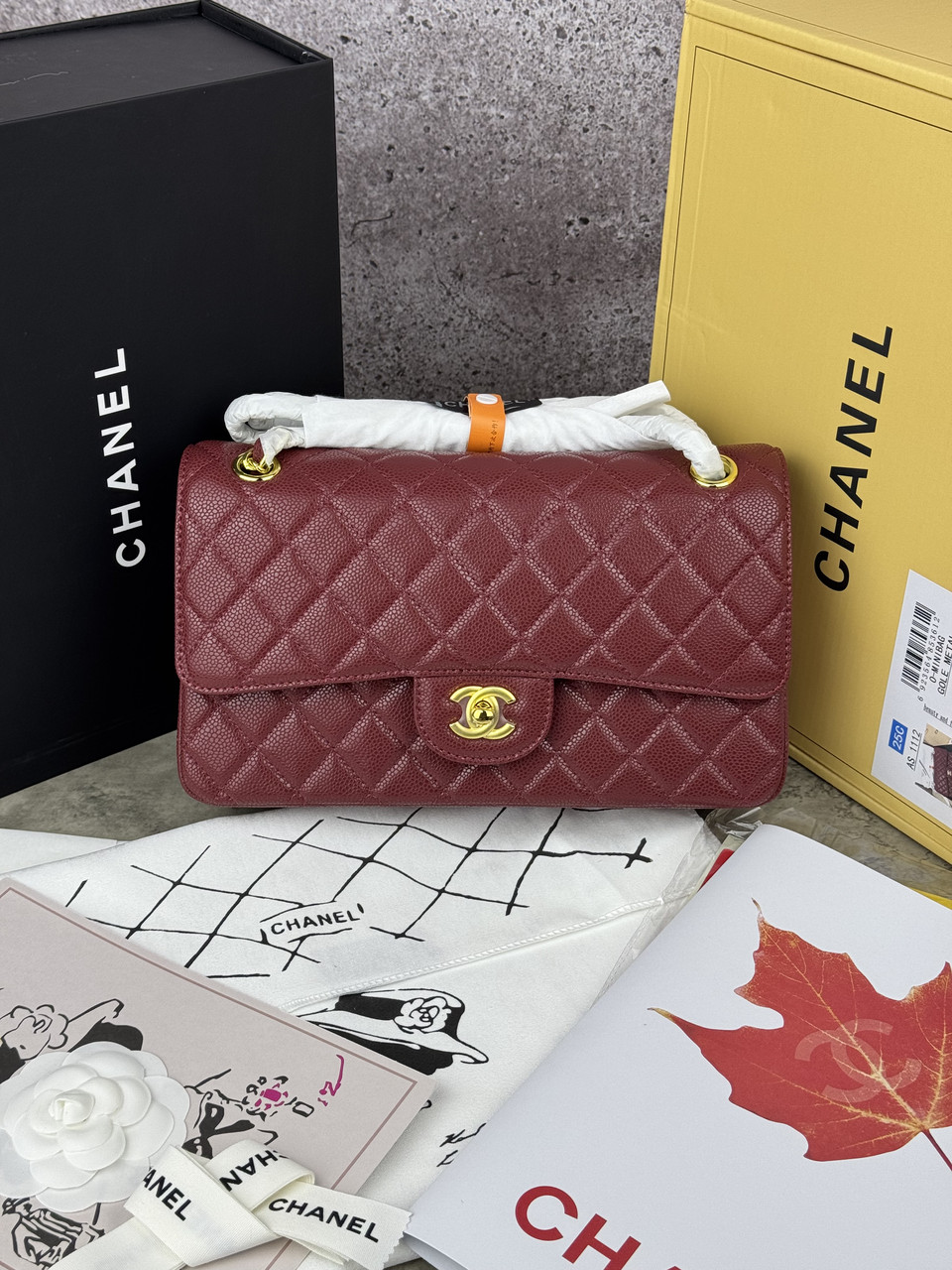 Chanel Burgundy Gold Texture