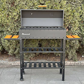 Мангал-барбекю Mzavod Геліос на 12 шампурів 4мм з кришкою та термометром: жаровня, гриль