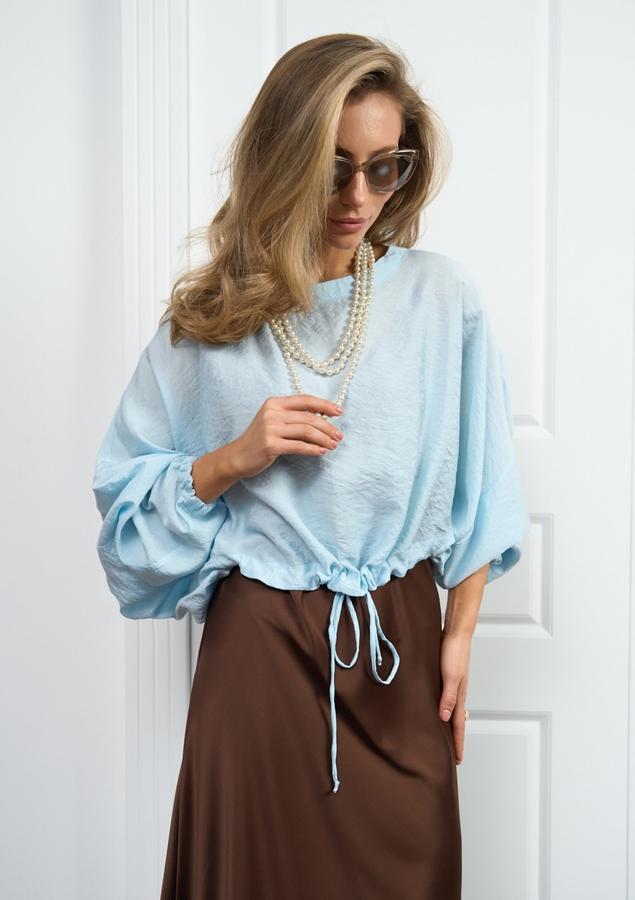 Блузка жіноча вільна оверсайз блакитного кольору. Модель 3065