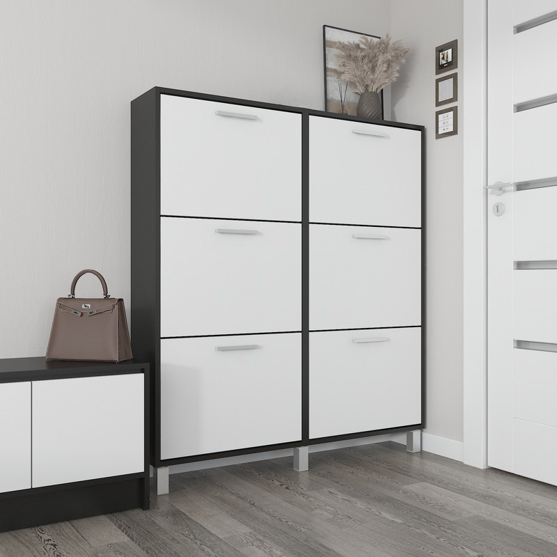 Тумба для взуття закрита на 6 відділень 120 см Містка взуттєвниця в передпокій із ламінованого ДСП, фото 1