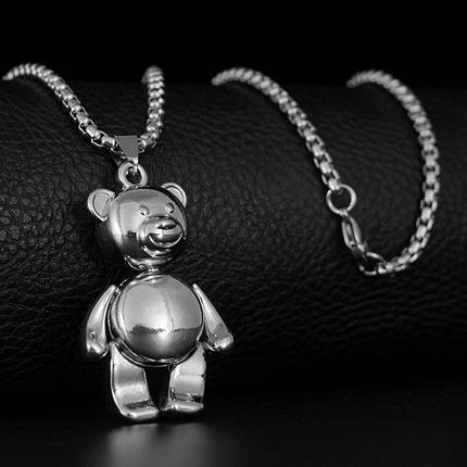 Ланцюг із кулоном ведмідь із рухомими кінцівками Stainless Steel розмір 45х30 мм розмір ланцюга 70 см 3 мм, фото 1