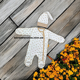 Дитячий чоловічок сліп для новонародженого з шапочкою розмір 56 см 100% бавовна інтерлок