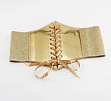 Жіночий пояс корсет резинка золотистий, фото 3