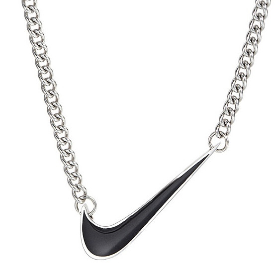 Ланцюг лазерний з кулоном сріблястого кольору Stainless Steel брендовий значок застібка карабін довжина 60 см