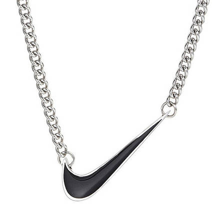 Ланцюг лазерний з кулоном сріблястого кольору Stainless Steel брендовий значок застібка карабін довжина 60 см, фото 1