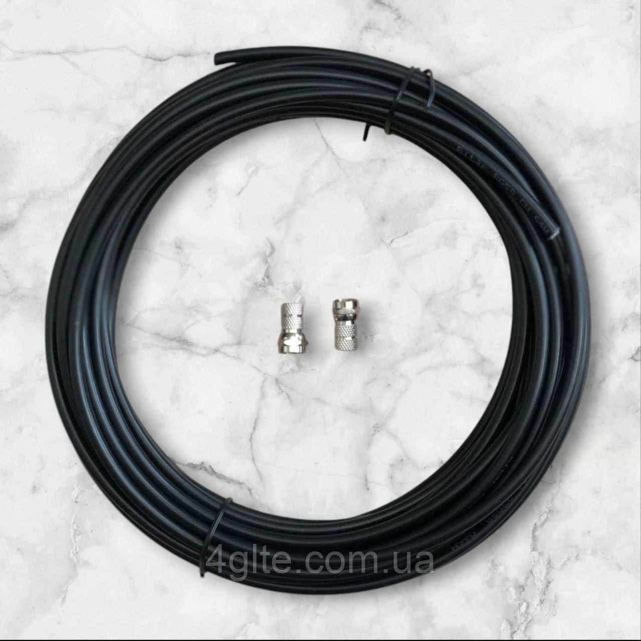 Кабель коаксіальний RG-58U (0,8 мм, 50 Ом) - 10 метрів + 2 шт F-роз'єма, фото 1