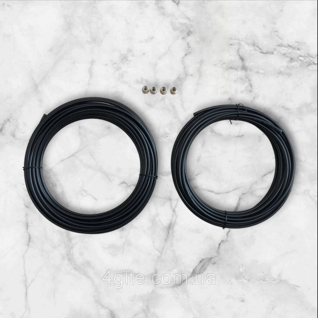 Кабель коаксіальний RG-58U (0,8мм, 50 Ом) – 2 х 10 метрів + 4 х F-роз'єма (MIMO), фото 1