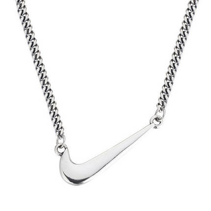 Ланцюжок панцирний + кулон Найк металевий від Stainless Steel срібляста сталь 316 L довг 50 см тлщн мм, фото 1