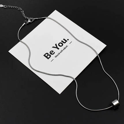 Ланцюжок снеик кулон циліндр металевий від Stainless Steel срібляста сталь 316 L до 55 см тлщн 2 мм, фото 2