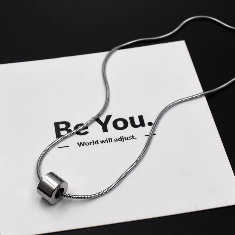 Ланцюжок снеик кулон циліндр металевий від Stainless Steel срібляста сталь 316 L до 55 см тлщн 2 мм