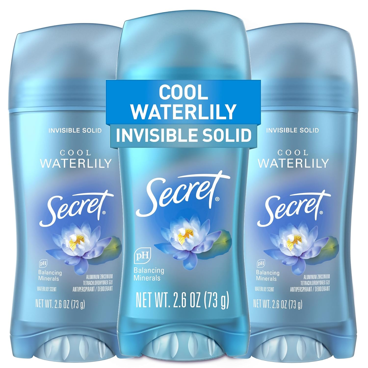 Твердий дезодорант Водяна лілія Secret Fresh Cool Waterlily Invisible Solid Antiperspirant 73g