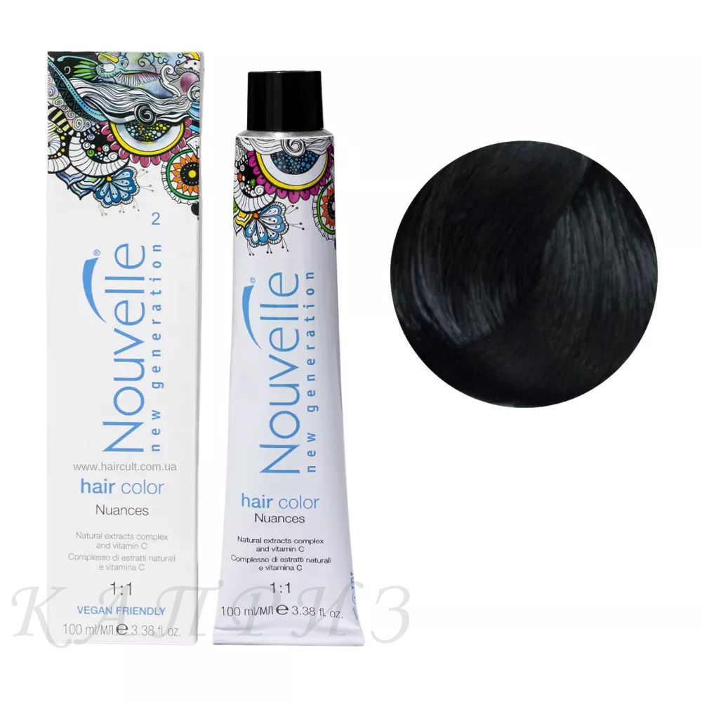 Фарба для волосся NOUVELLE 2 дуже темно-коричневий 100 мл, фото 1