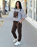 Літній спортивний жіночий костюм у принт смужка трикотажний брючний костюм жіночий прогулянковий, фото 9