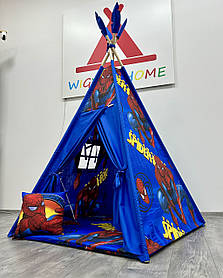 Дитячий Вігвам «Людина Павук», Повний комплект, В подарунок 🎁 підвіска та пірʼя на палки