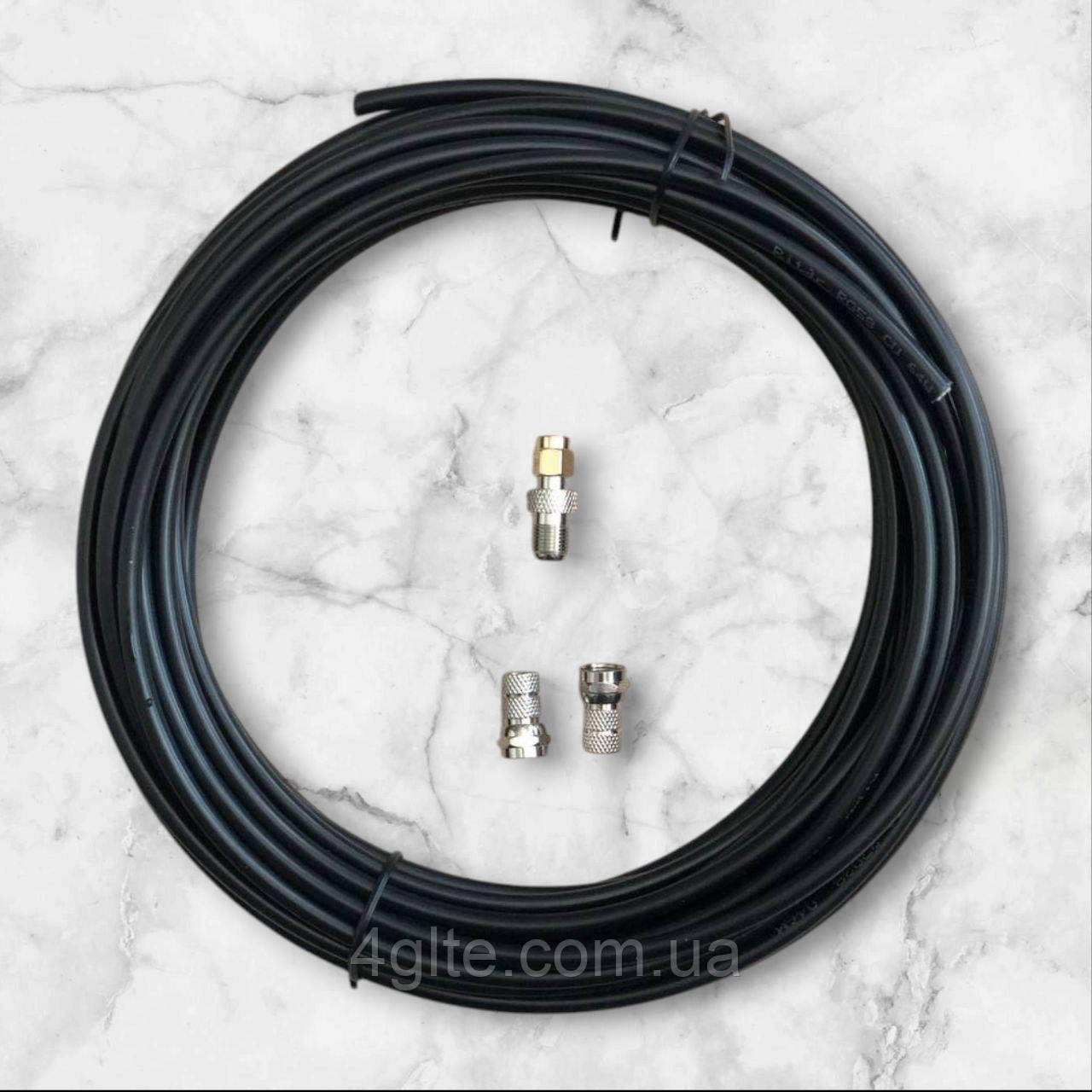 Кабель коаксіальний RG-58U (0,8мм, 50 Ом) - 10 метрів + SMA + F-роз'єми, фото 1