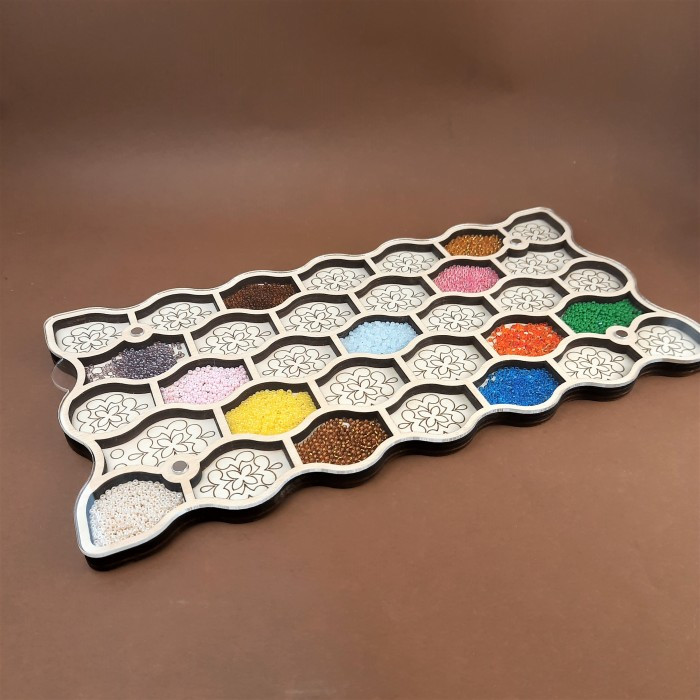 Органайзер для бісеру дерев'яний з прозорою кришкою 060174, фото 1