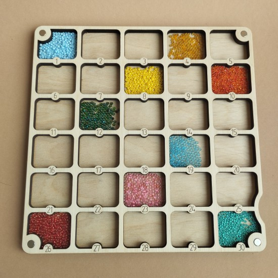 Органайзер для бісеру дерев'яний з прозорою кришкою 060312, фото 1