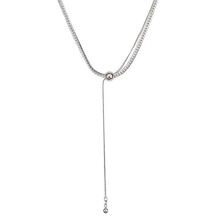 Ланцюжок кулон затяжка регульований від Stainless Steel срібляста сталь 316 L дві кульки завдовжки 50 см тлщн 3 мм