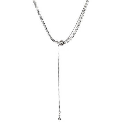 Ланцюжок кулон затяжка регульований від Stainless Steel срібляста сталь 316 L дві кульки завдовжки 50 см тлщн 3 мм, фото 1