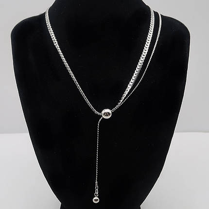 Ланцюжок кулон затяжка регульований від Stainless Steel срібляста сталь 316 L дві кульки завдовжки 50 см тлщн 3 мм, фото 2