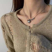 Ланцюжок короткий плетення снеик колір срібло сталь 316L кулон сердечко намистини ланцюжок завдовжки 45 см тлщн 1 мм, фото 3