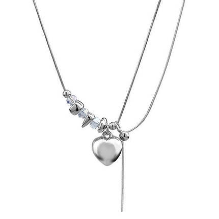 Ланцюжок короткий плетення снеик колір срібло сталь 316L кулон сердечко намистини ланцюжок завдовжки 45 см тлщн 1 мм, фото 2