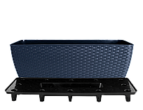 Ящик для квітів вуличний прямокутний пластиковий вазон балконний Ротанг зі вставкою 50*18 см Граніт Aleana