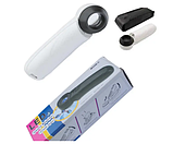 Лупа ручна MG6B-C з LED-підсвіткою, 20Х збільшення, діаметр 21 мм, лінза скло, фото 4