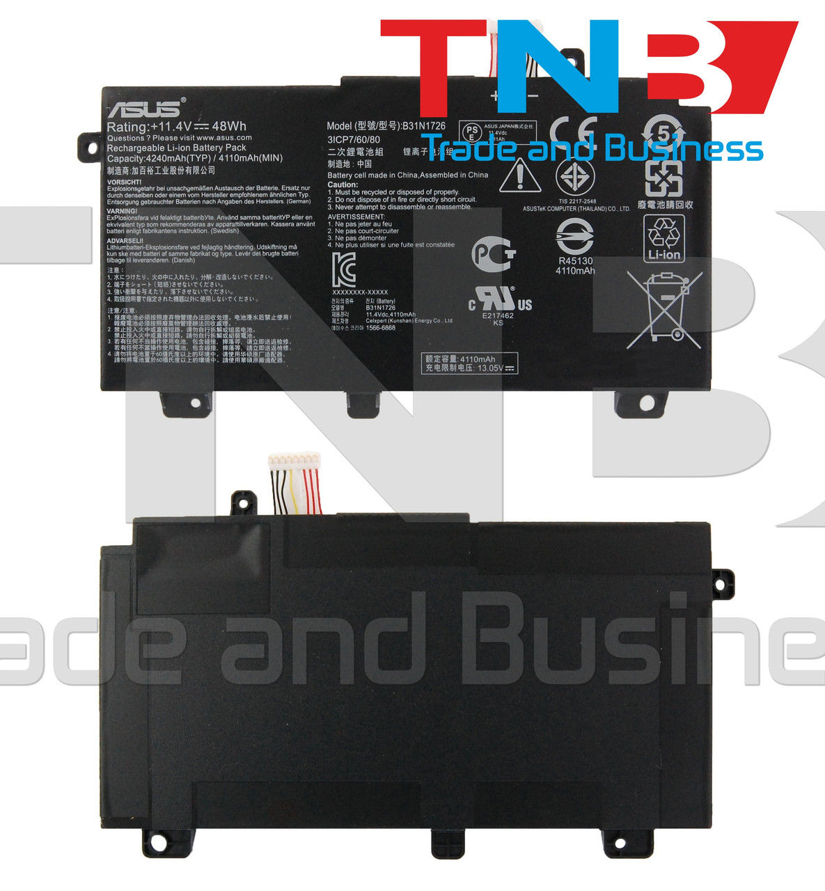 Батарея ASUS 0B200-03400100 B31N1726 11.4V 4240mAh ОРИГІНАЛ Тип1, фото 1