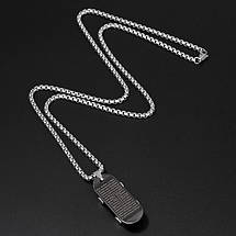 Ланцюг із кулоном скейт із написами сріблястого кольору Stainless Steel розмір 45х15 мм розмір ланцюга 70 см 3 мм, фото 5