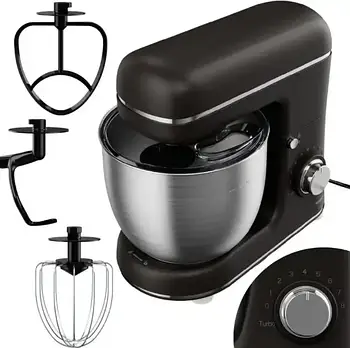 Планетарний міксер Silver Crest SKM 600 A1 Black — 600 Вт, чаша 5 л, 8 швидкостей, набір насадок, захист від перегріву