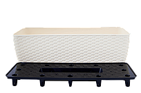 Вазон Ротанг пластиковий вуличний для квітів 50*18 см Біла троянда для балконів, терас, літніх кафе Aleana