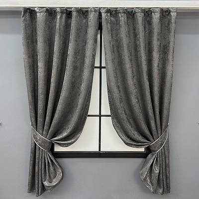 Штори жакард (2шт. 1,3х1,7м.), колекція "Sultan XO", Туреччина. Колір темно-сірий. Код 1558ш 35-0350